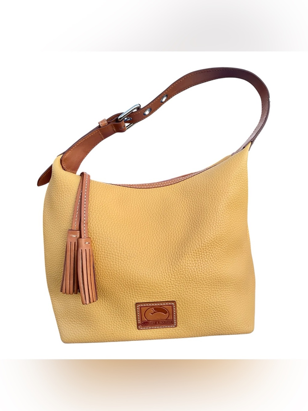 Dooney & Bourke Patterson Pebble Leather Paige Sac Hobo Bag - Yellow